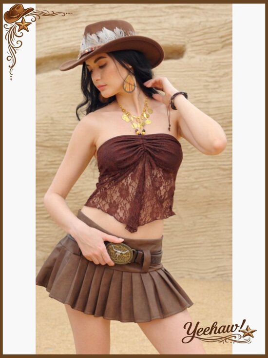 Vintage Western Cowgirl Belt Metal Buckle Faux Leather PU Leather 1.5 inch main image 4